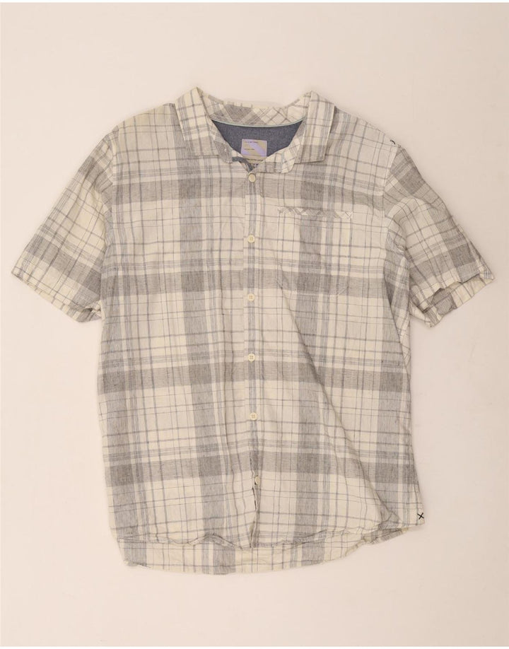 Męska koszula z krótkim rękawem Fat Face 2XL, szara, bawełniana kratka