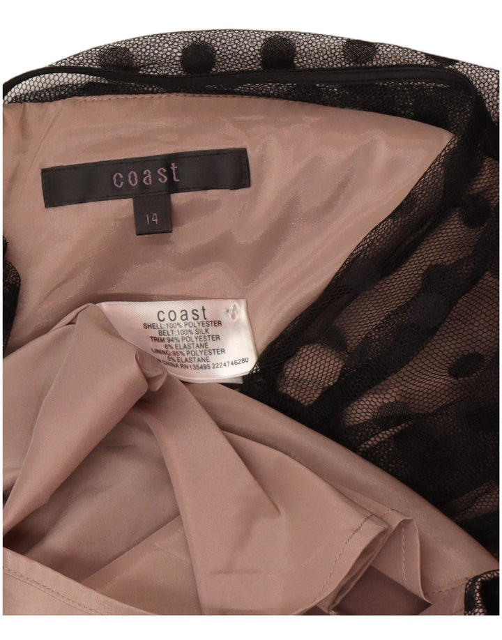 Damska sukienka płaszczowa z rękawem 3/4 Coast, UK 14, średni czarny poliester w kropki