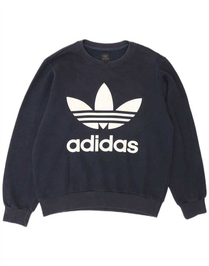Adidas Męska bluza z grafiką, mała, granatowa, bawełniana