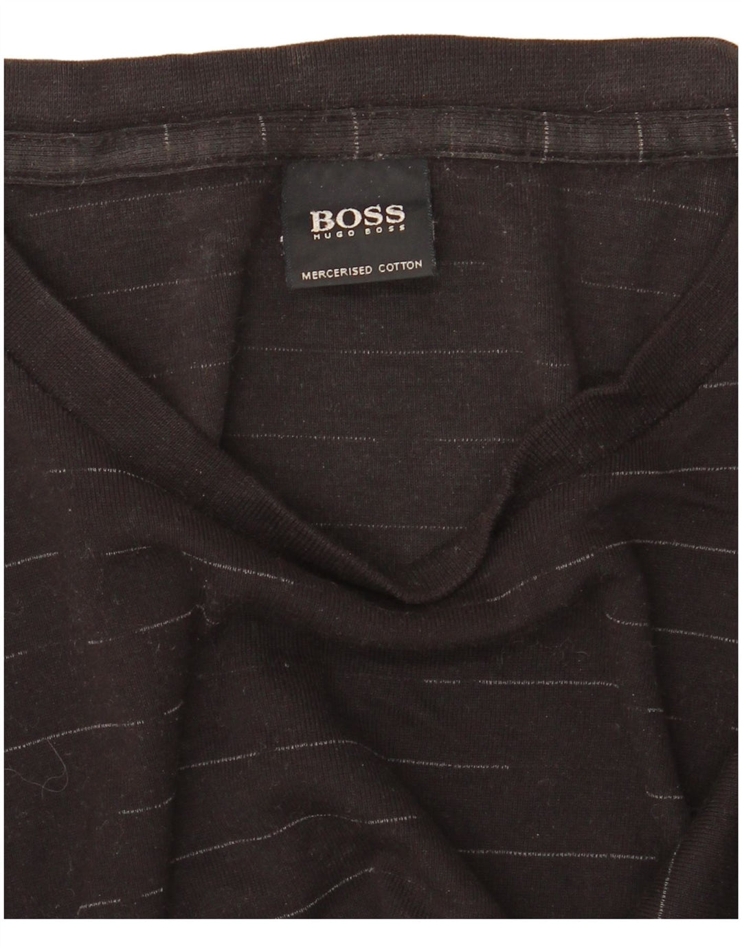 Męski top z długim rękawem HUGO BOSS, duży, czarny, bawełniany w prążki