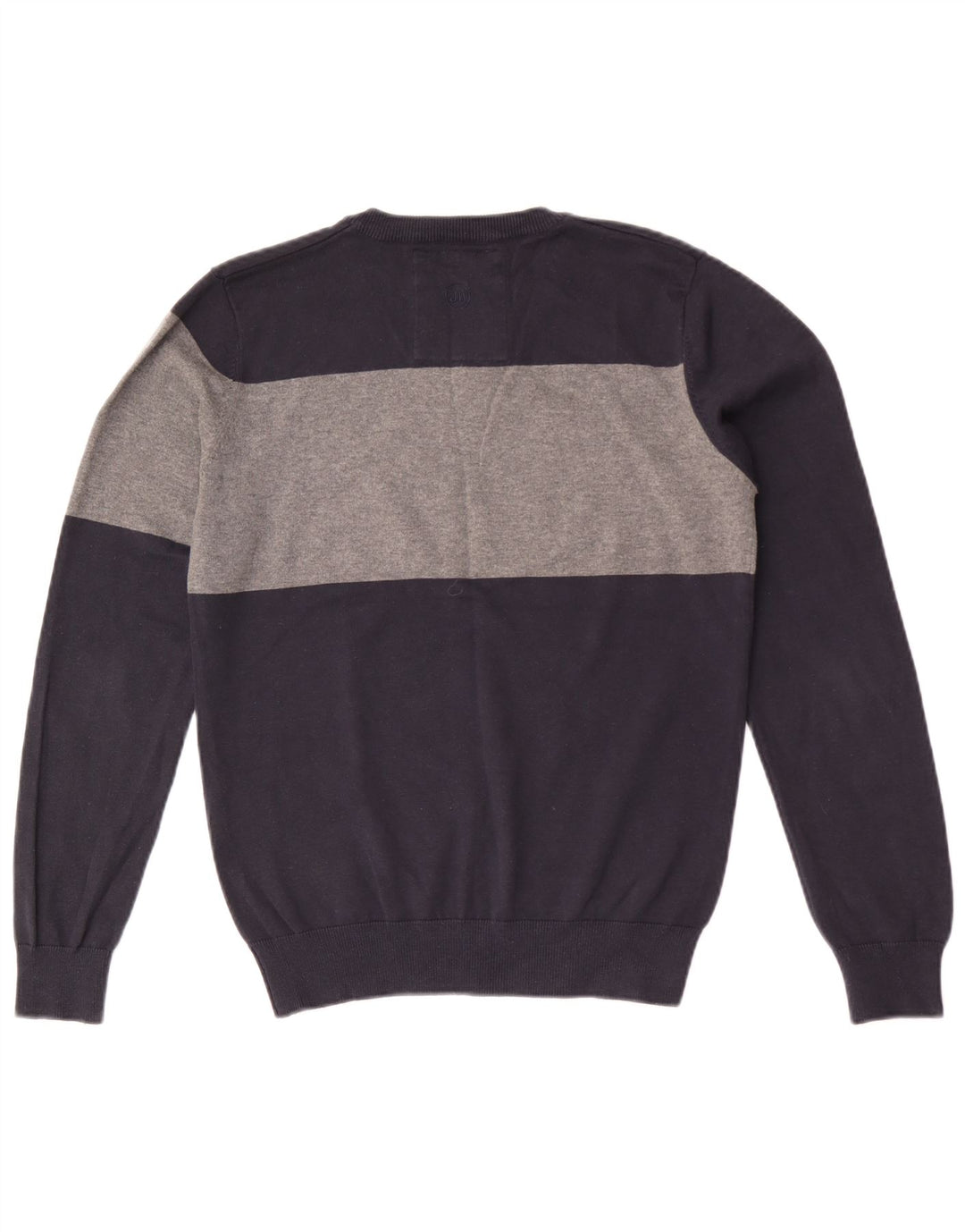 Męski sweter Jack & Jones z dekoltem w kształcie litery V. Średni granatowy, bawełniany blok kolorów