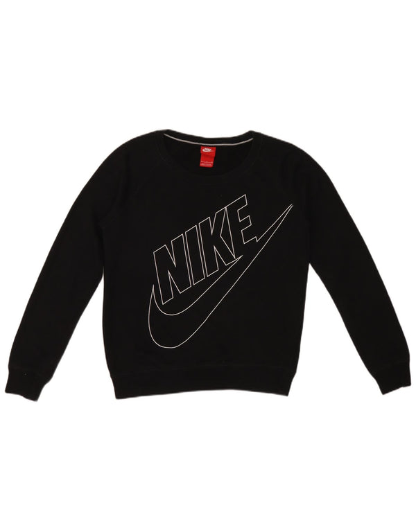Nike Womens Oversized Crop Graphic Sweatshirt Jumper UK 10 Small Black