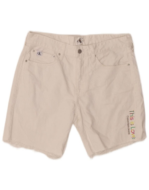 Męskie spodenki jeansowe CALVIN KLEIN Graphic W31 Średniobiała bawełna