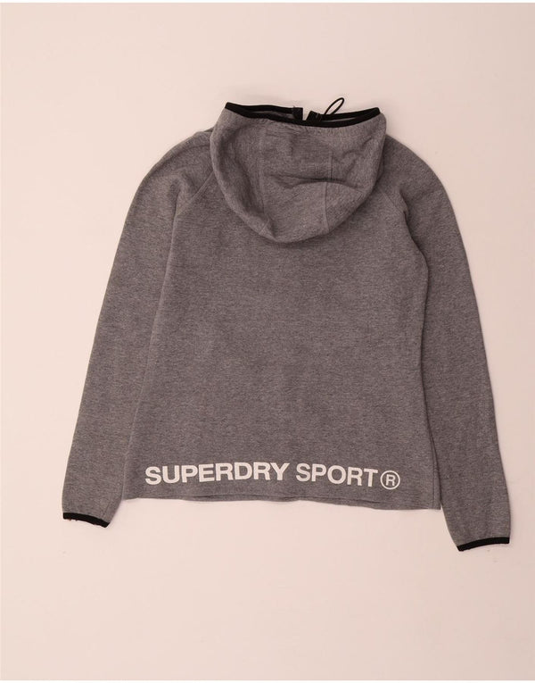 SUPERDRY Damski sweter z kapturem i zamkiem błyskawicznym UK 10 Small Grey