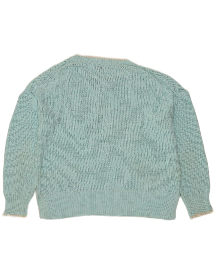 J. CREW Damski sweter oversize z dekoltem w łódkę UK 14 Średni turkus