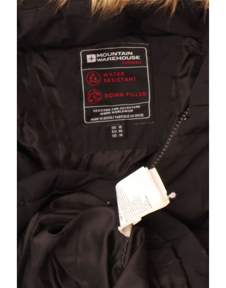 Damski ocieplany płaszcz z kapturem Mountain Warehouse UK 18 XL, czarny poliester