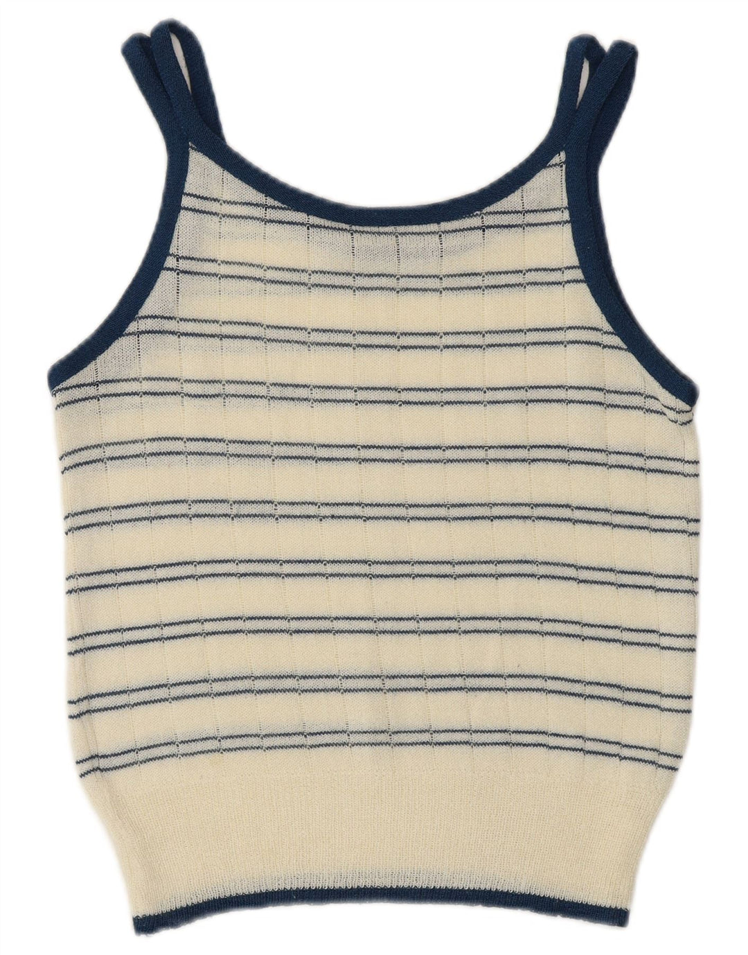 Vintage damski top z dzianiny Crop Top UK 10 w małe złamane białe paski