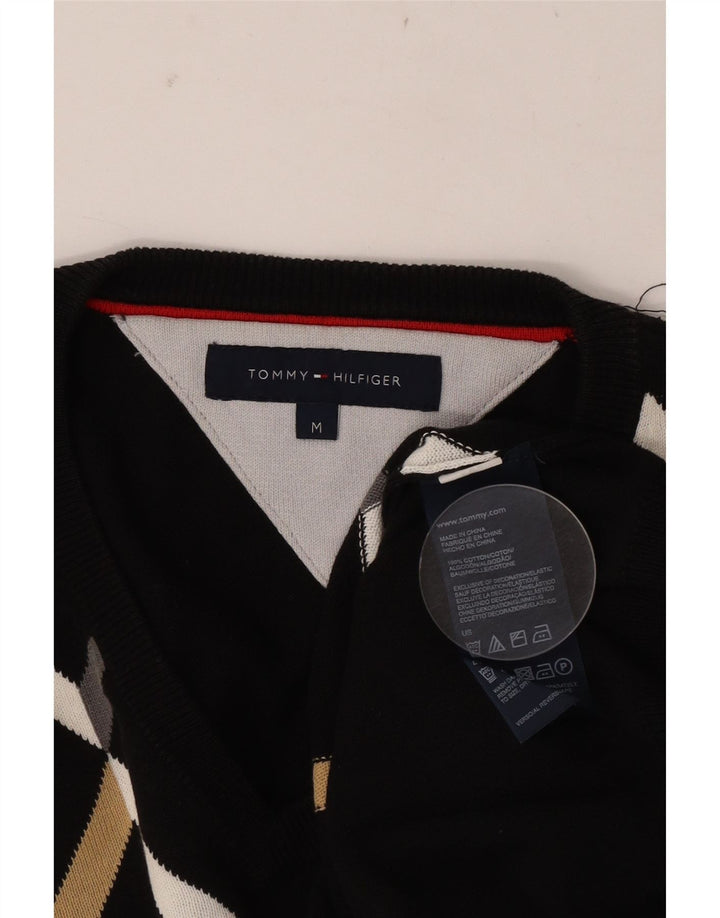 Męski sweter Tommy Hilfiger z dekoltem w kształcie litery V, średni czarny Argyle/Diament