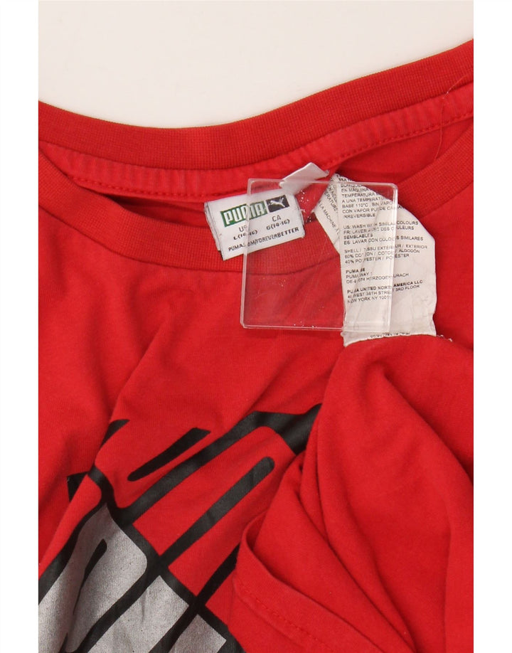 Chłopięcy T-shirt z grafiką Puma, 14-15 lat, duży, czerwony, bawełniany
