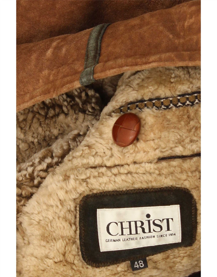 Męska kurtka Shearling Christ IT 48 Średniobrązowa skóra