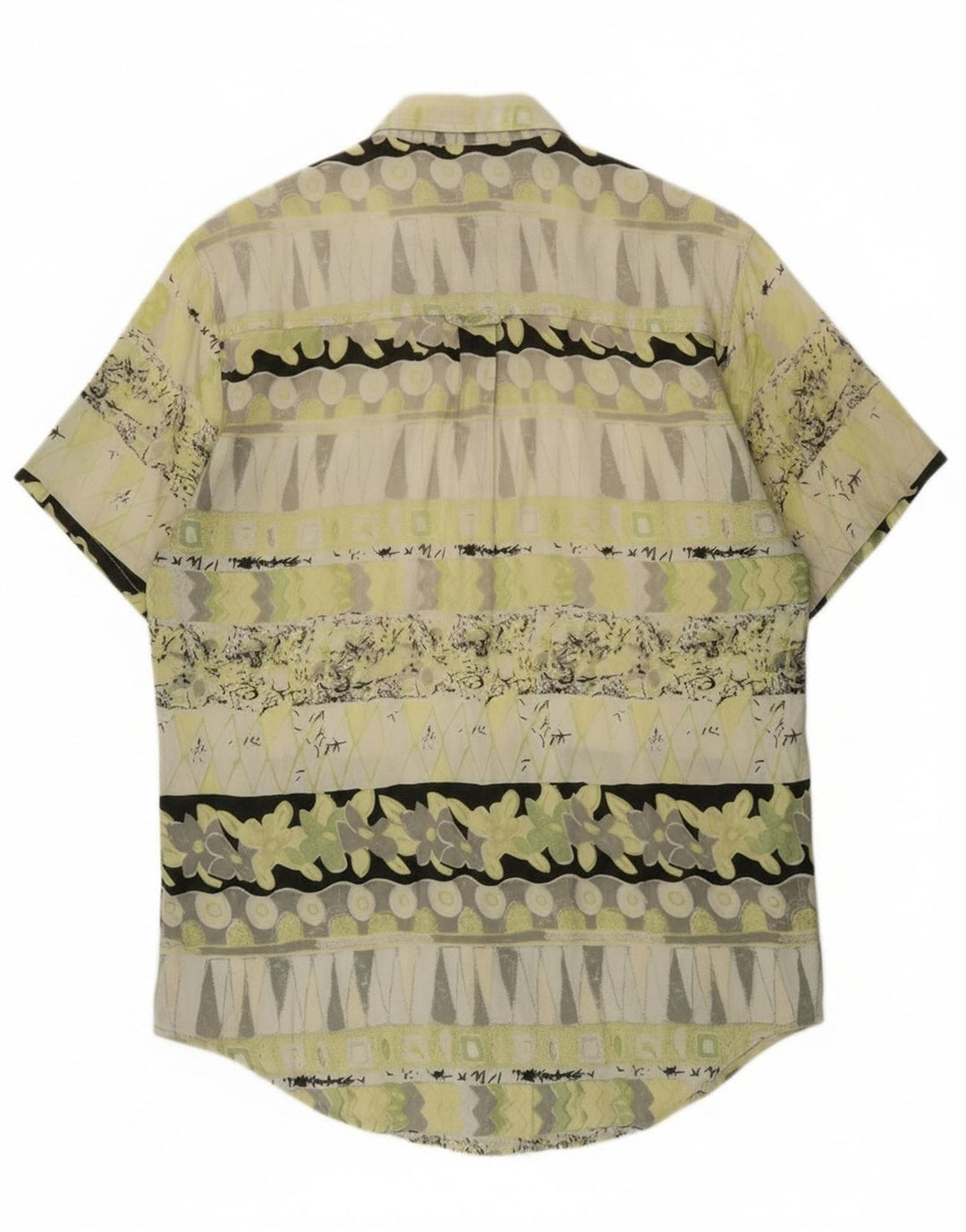 Koszula męska z krótkim rękawem w stylu vintage, średnio zielona, geometryczna