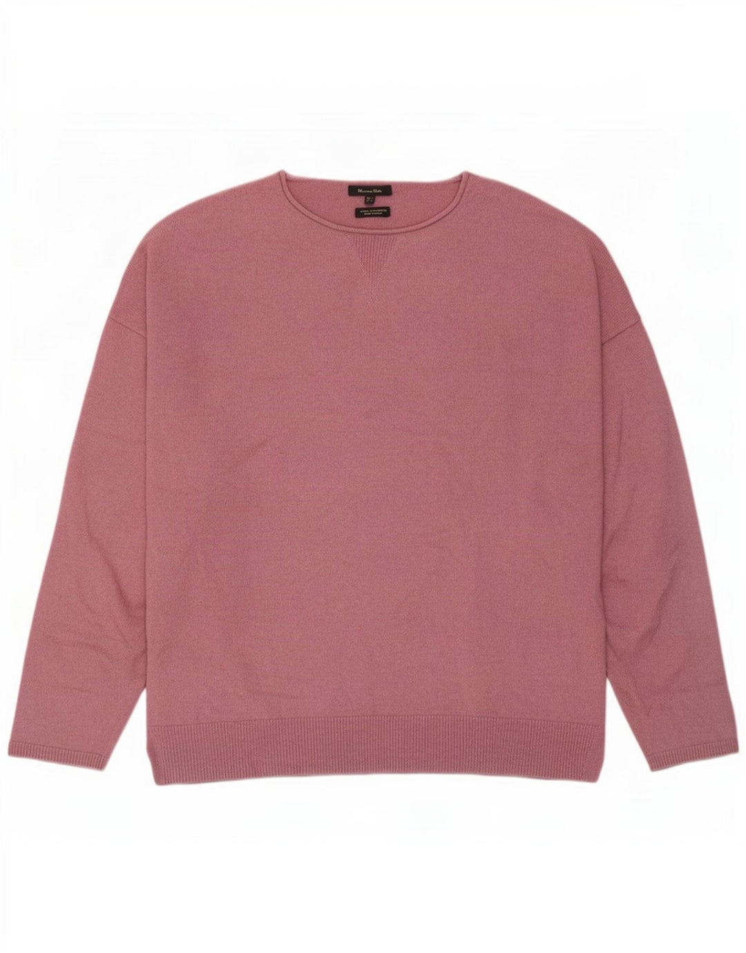 Męski sweter Massimo Dutti z dekoltem w łódkę, duży, różowy, wełniany
