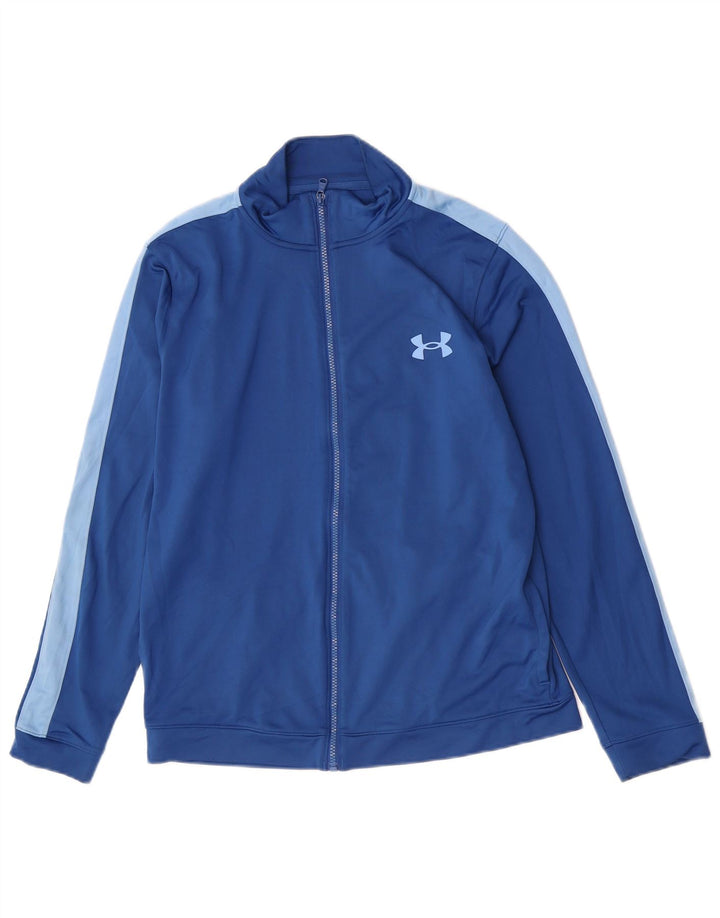 Męska kurtka dresowa Under Armour, duża, niebieska, poliestrowa z blokami kolorów