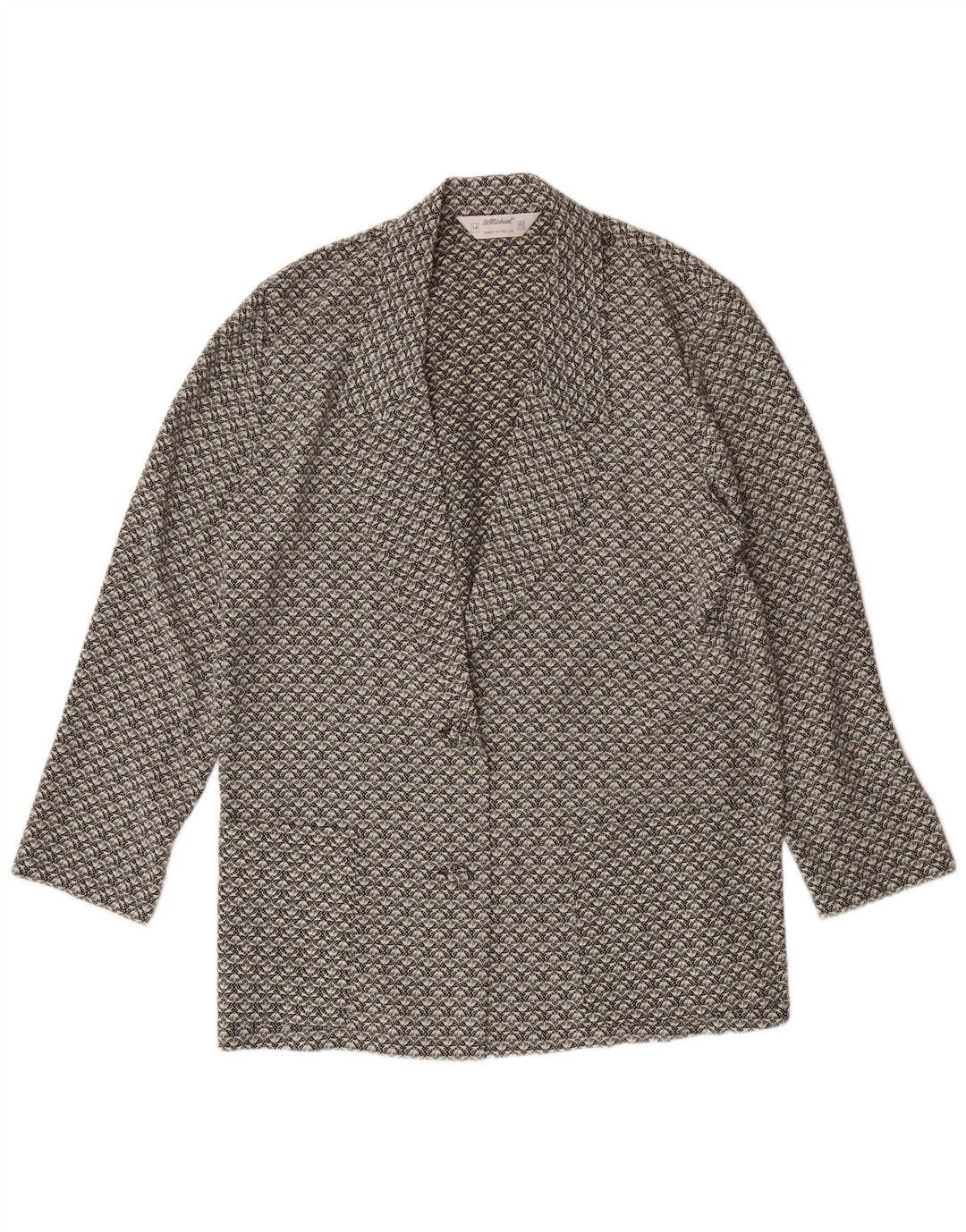 ST MICHAEL Womens Abstract Pattern 2 Button Blazer Jacket UK 14 Large Grey