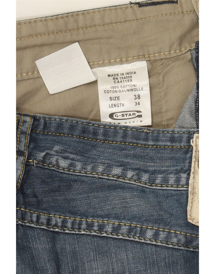 G-Star Męskie 3301 Proste dżinsy W38 L34 Niebieska bawełna