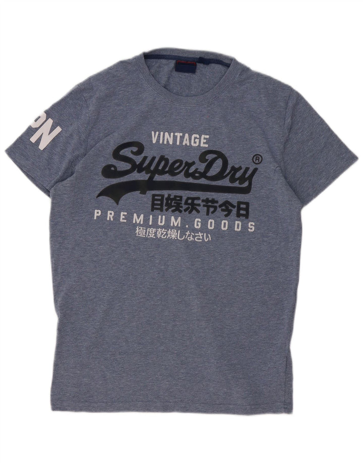 Męski T-shirt z grafiką Superdry, duży, niebieski, bawełniany