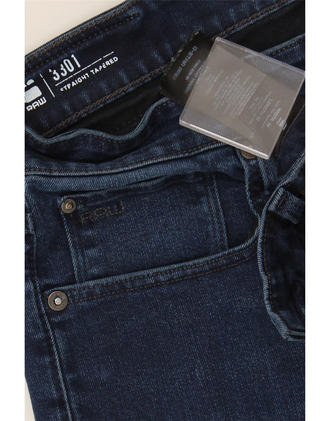 G-STAR Męskie proste dżinsy zwężane W34 L32 Granatowa bawełna