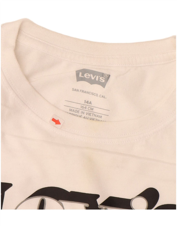 Chłopięcy T-shirt z grafiką LEVI'S, 13-14 lat, biała bawełna