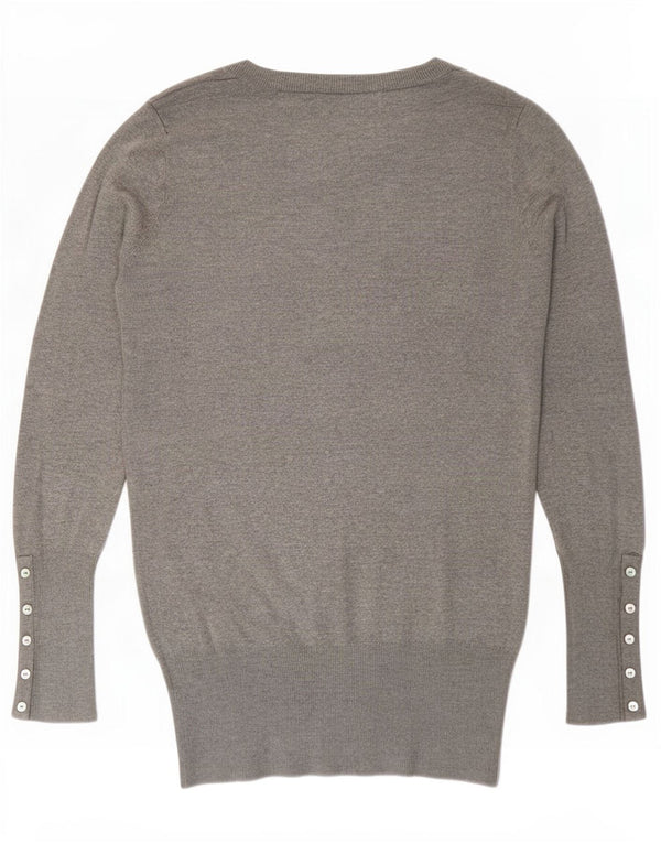 Sweter damski Zara z dekoltem w kształcie litery V, UK 12, średni szary