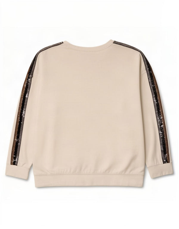 Damska bluza Champion Graphic Jumper UK 18 XL Biała bawełna z blokami kolorów