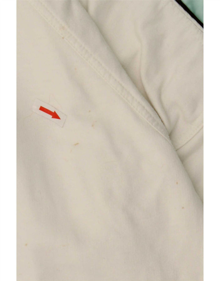 Męska bluza Ellesse z dekoltem w serek, duża, biała, bawełniana w bloki kolorów