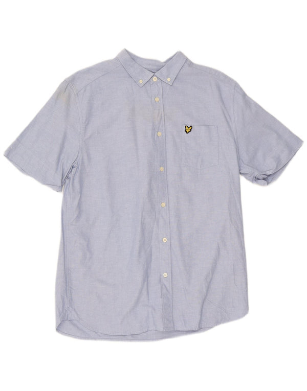 Męska koszula z krótkim rękawem Lyle & Scott, duża, niebieska, bawełniana
