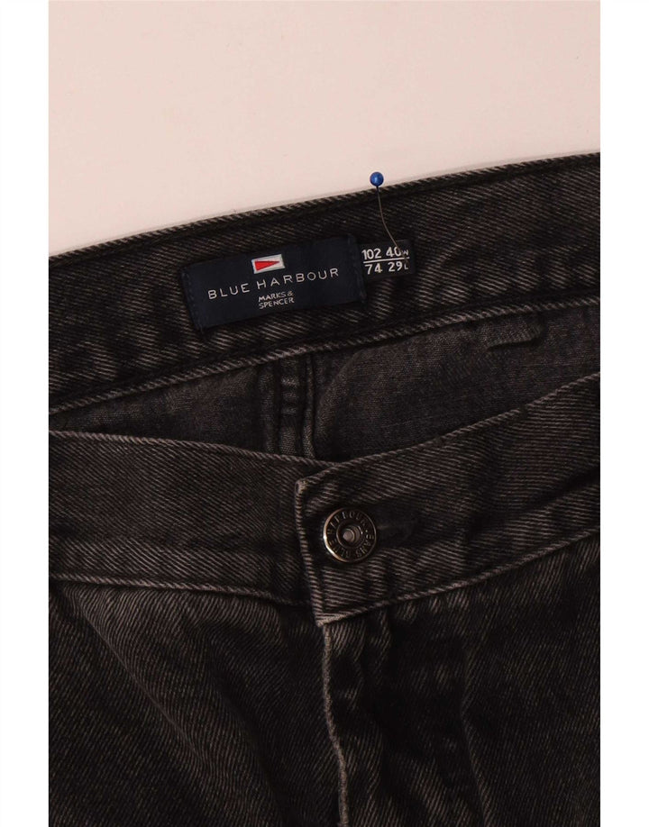 Marks & Spencer Męskie niebieskie dżinsy Harbor Straight W40 L29 Czarne bawełniane