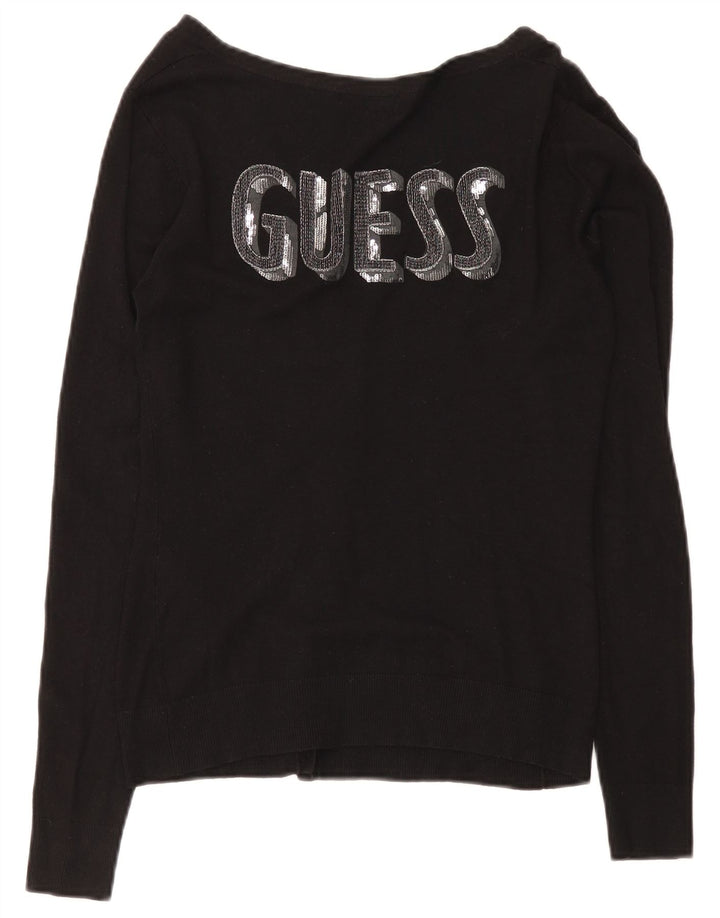 Sweter damski Guess Graphic Cardigan UK 8 Small Black Wiskoza