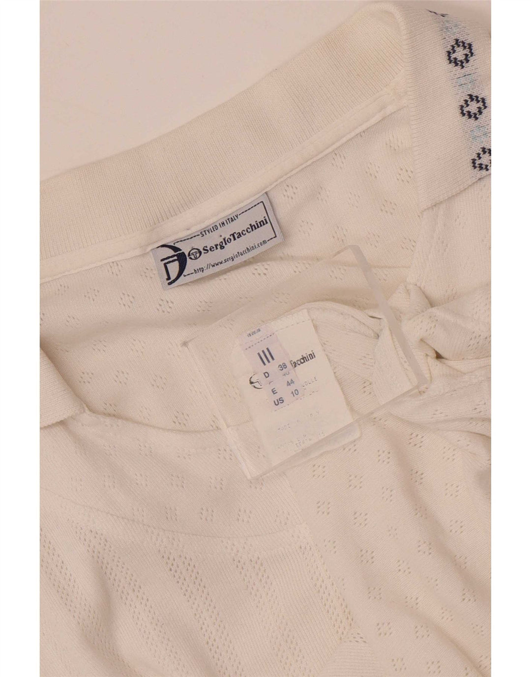 Damska koszulka polo bez rękawów Sergio Tacchini EU 38 Medium White Fair Isle