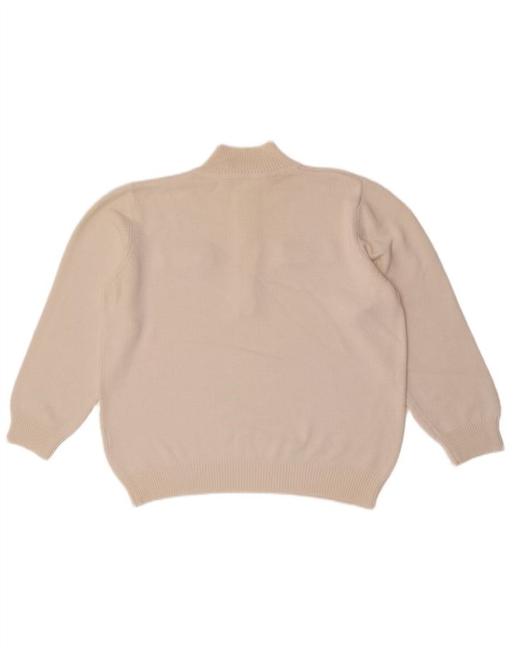 Sweter damski w stylu vintage z zamkiem błyskawicznym UK 14, duży biały
