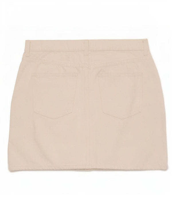 Marks & Spencer Damska mini spódniczka dżinsowa UK 14 duża W32 biała bawełna
