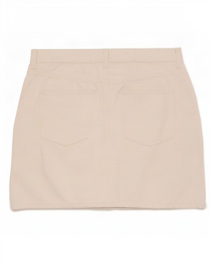 Marks & Spencer Damska mini spódniczka dżinsowa UK 14 duża W32 biała bawełna