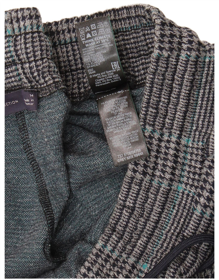 MARKS & SPENCER Womens Capri Trousers UK 14 Large W34 L23  Grey Check