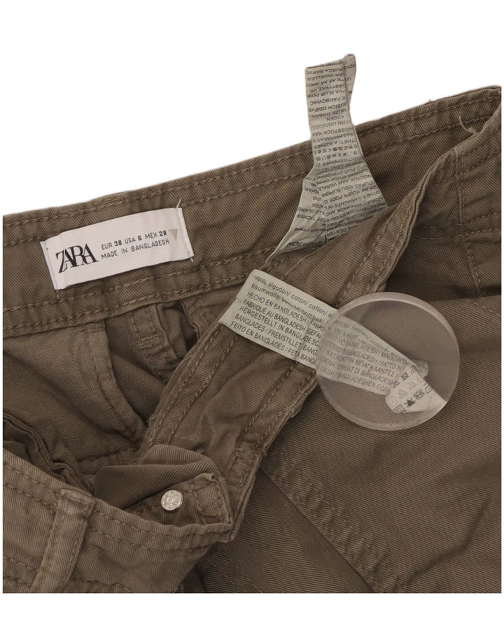 Damskie proste spodnie cargo ZARA EU 38 Small W28 L30 Khaki Cotton