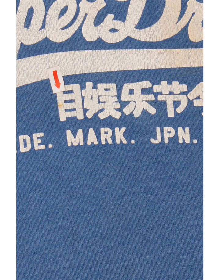 Męski sweter z kapturem Superdry z grafiką, duży, niebieski, bawełniany