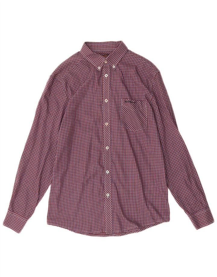 BEN SHERMAN Mens Shirt Large Purple Check Cotton
