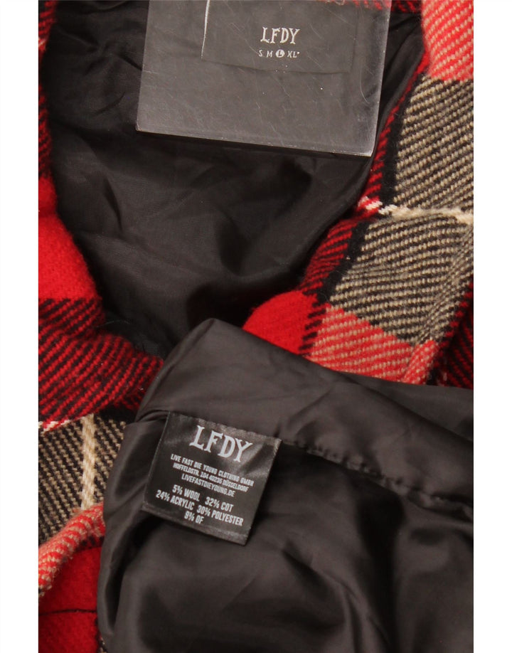 Męska kurtka bomberka LFDY UK 40, duża, wełniana w czerwoną kratę