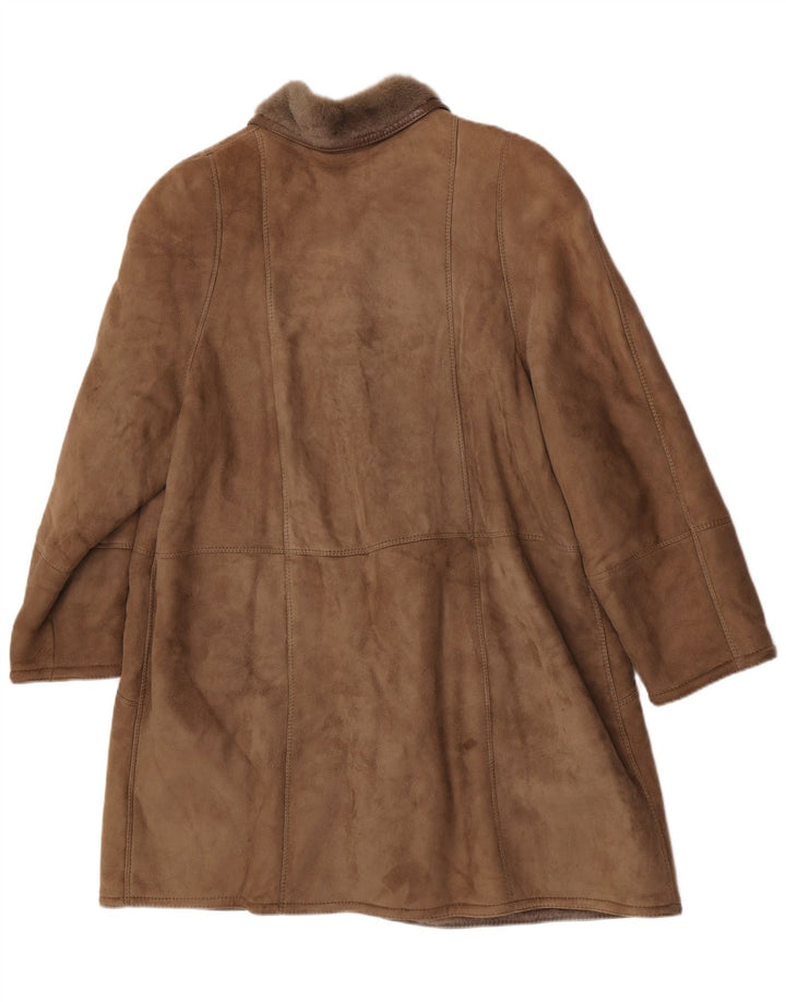 Damski płaszcz oversize Skinni IT 50 XL Brązowy płaszcz z owczej skóry