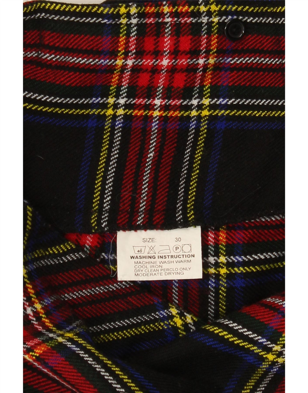 Vintage damska mini spódniczka kopertowa W30 średni granatowy akryl w kratę