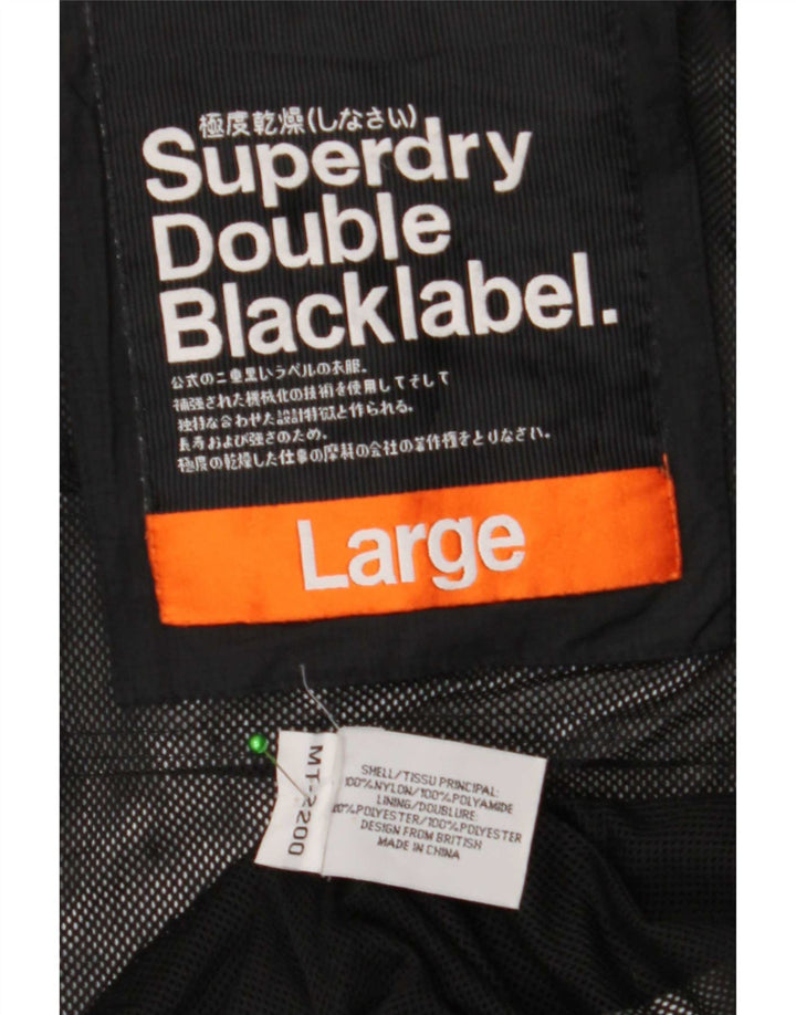Damska kurtka przeciwdeszczowa Superdry UK 16, duża, czarna, poliamidowa