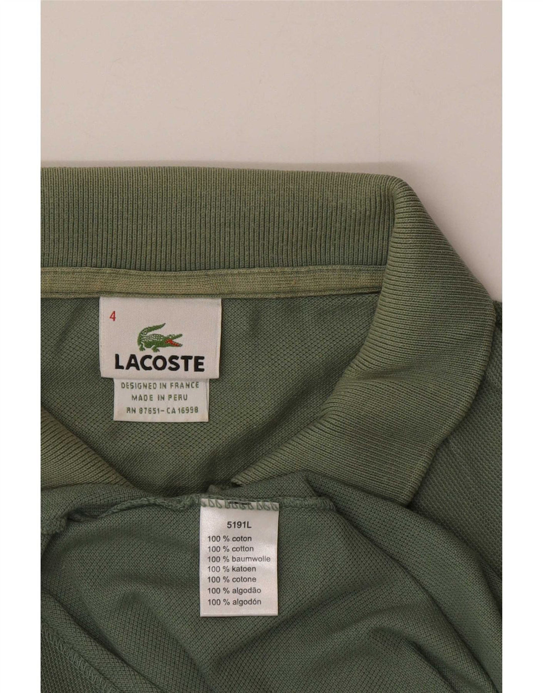 Męska koszulka polo Lacoste, rozmiar 4, średnia, zielona bawełna