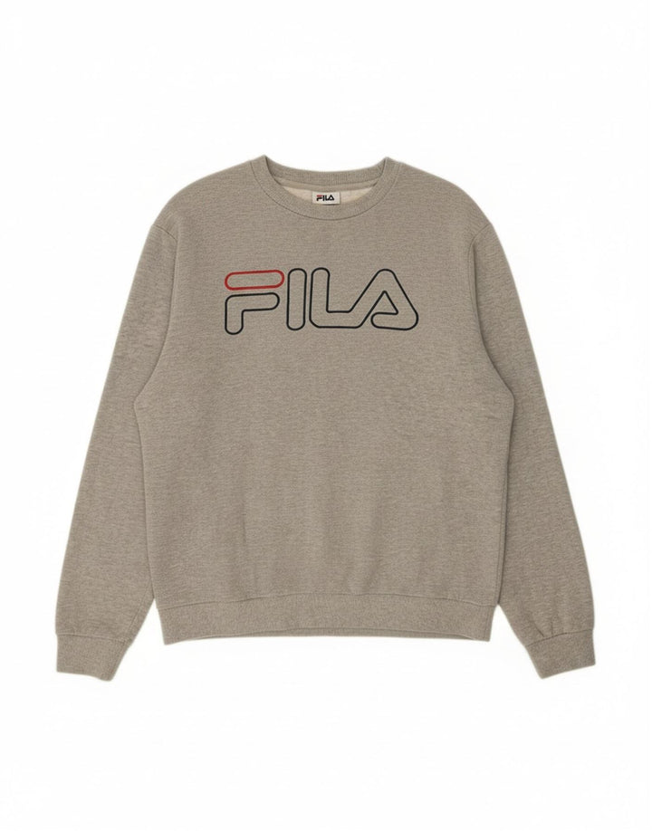 FILA Mens Graphic Sweatshirt Jumper Medium Grey Cotton