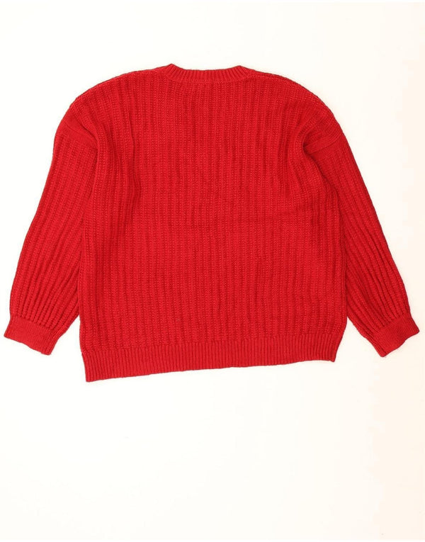 Marks & Spencer Damski sweter z dekoltem w kształcie litery V, UK 16, duży, czerwony akryl