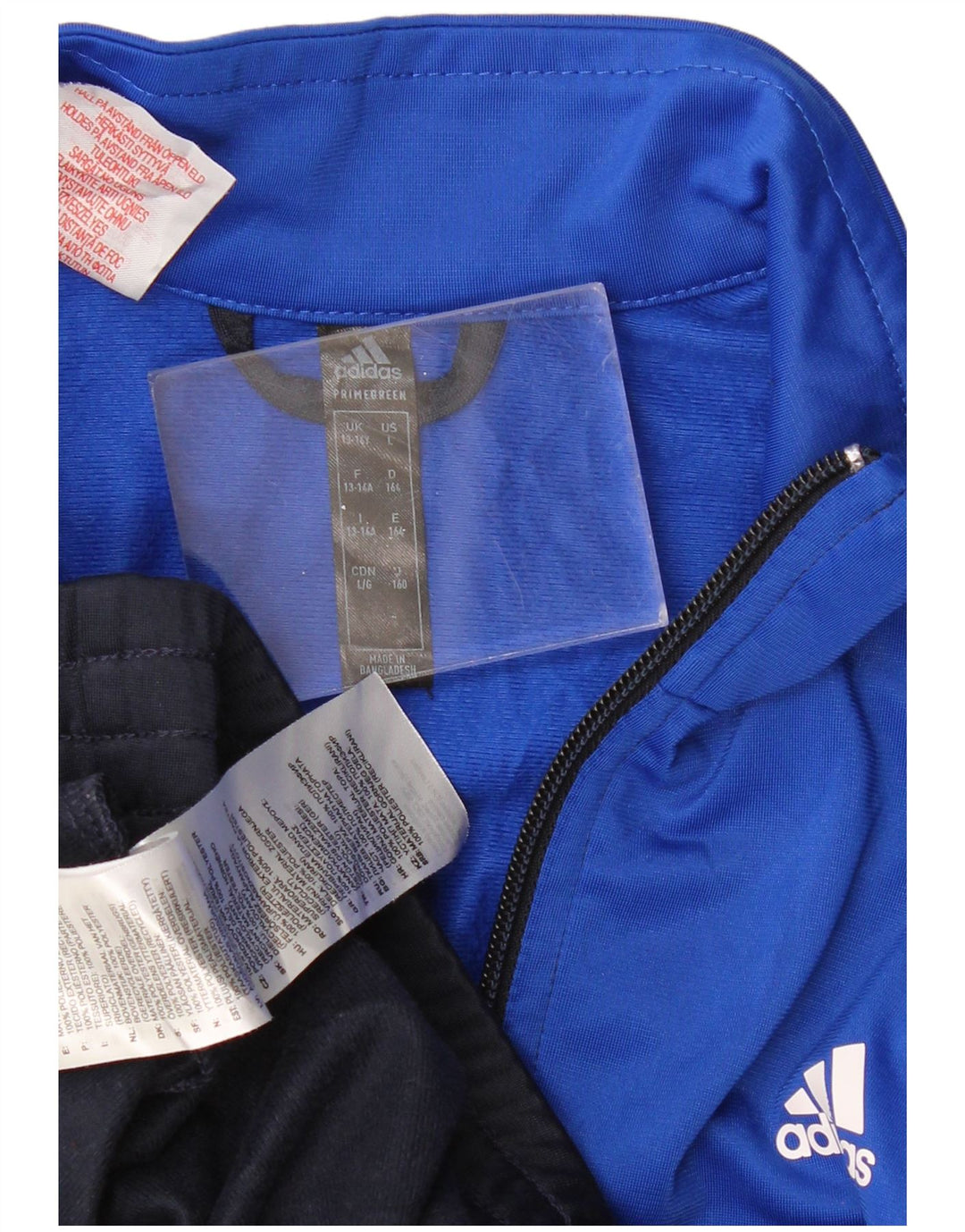 Chłopięca kurtka dresowa ADIDAS 13-14 lat, granatowa, z blokami kolorów