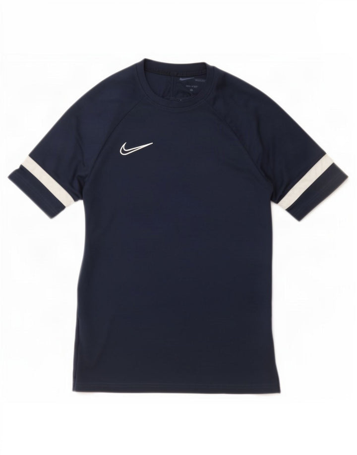 T-shirt męski Nike Dri Fit, średni, granatowy poliester z blokami kolorów