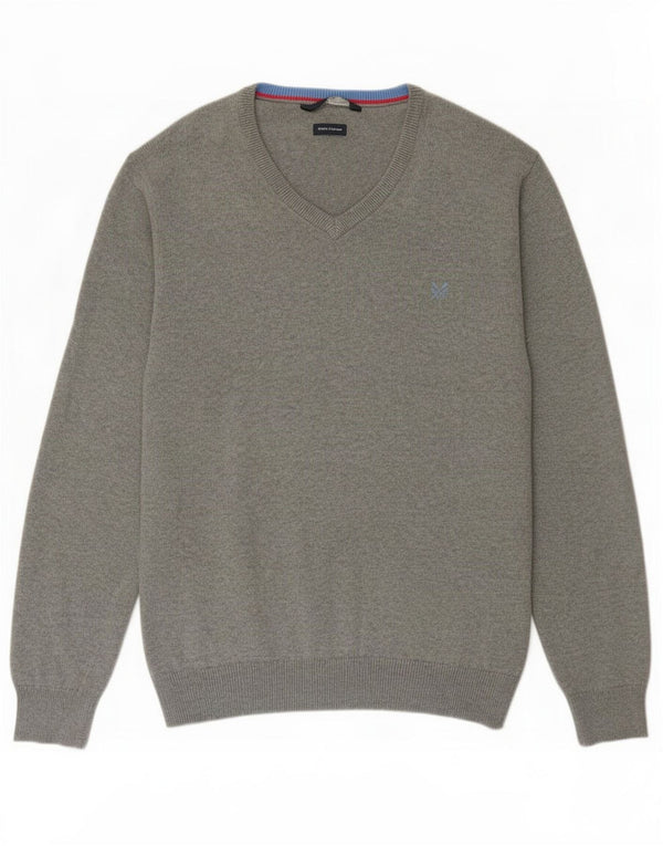 Męski sweter J. Crew z dekoltem w kształcie litery V, 2XL, szara bawełna