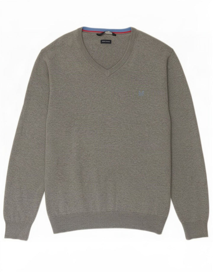 Męski sweter J. Crew z dekoltem w kształcie litery V, 2XL, szara bawełna