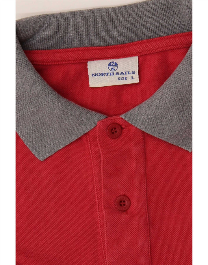 Męska koszulka polo North Sails z grafiką, duża, czerwona, z blokami kolorów