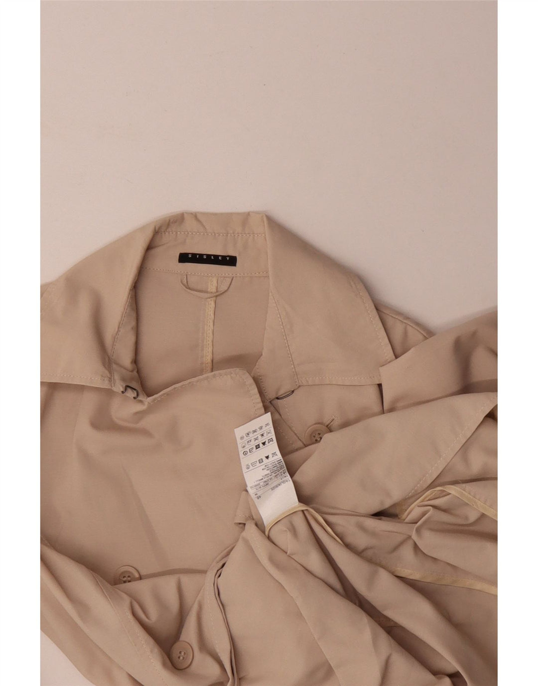 Trencz damski Sisley IT 46, duży, beżowy, bawełniany