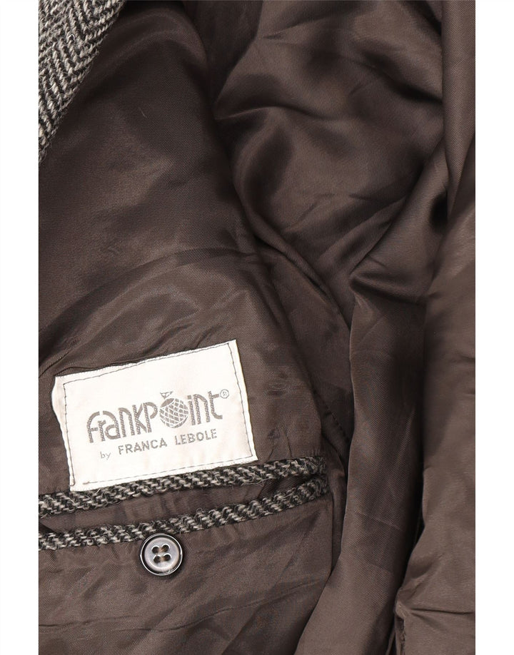 Męska marynarka zapinana na 2 guziki Lanificio Campore UK 40, duża, szara jodełka